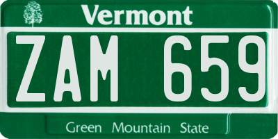 VT license plate ZAM659