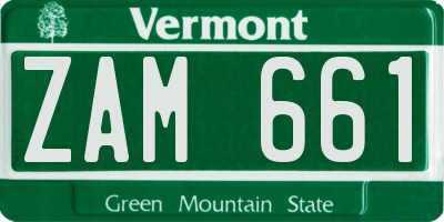 VT license plate ZAM661