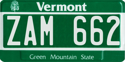 VT license plate ZAM662