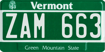 VT license plate ZAM663