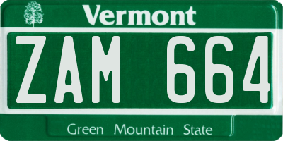VT license plate ZAM664