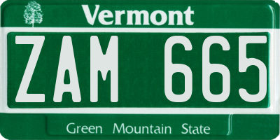 VT license plate ZAM665