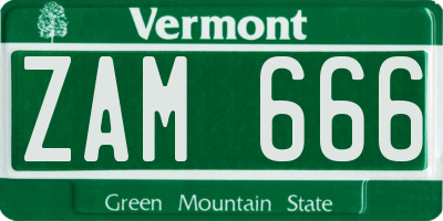 VT license plate ZAM666
