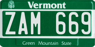 VT license plate ZAM669