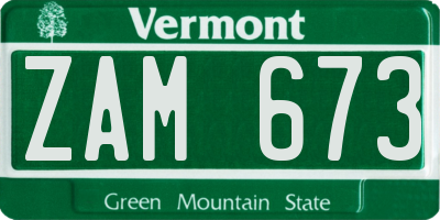 VT license plate ZAM673