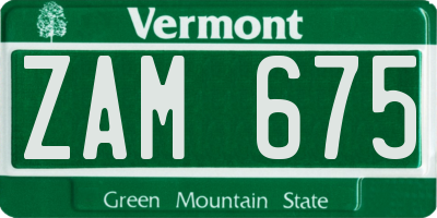 VT license plate ZAM675