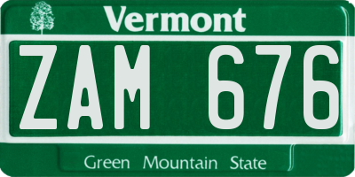 VT license plate ZAM676