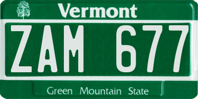 VT license plate ZAM677