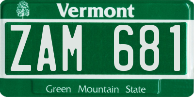 VT license plate ZAM681