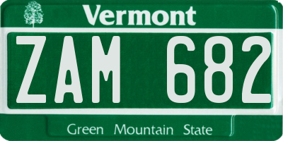 VT license plate ZAM682
