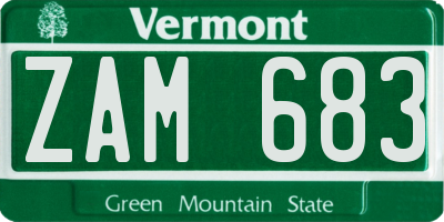VT license plate ZAM683
