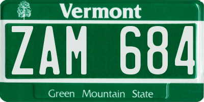VT license plate ZAM684