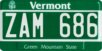 VT license plate ZAM686