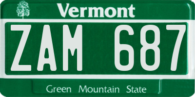 VT license plate ZAM687
