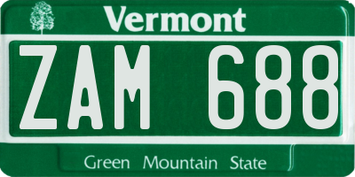 VT license plate ZAM688