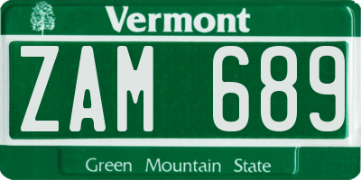 VT license plate ZAM689