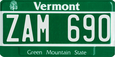 VT license plate ZAM690