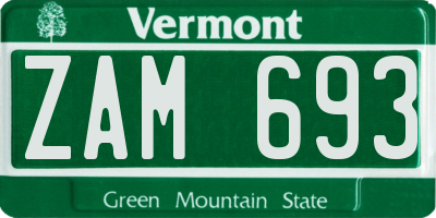 VT license plate ZAM693