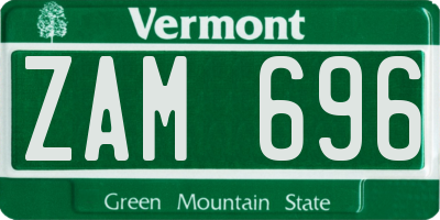VT license plate ZAM696