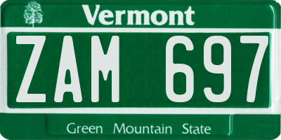 VT license plate ZAM697