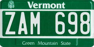VT license plate ZAM698