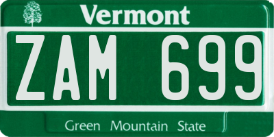 VT license plate ZAM699