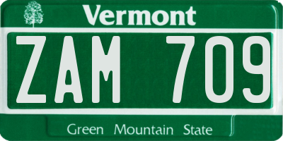 VT license plate ZAM709