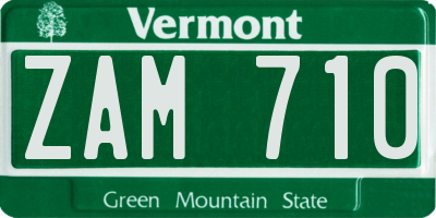 VT license plate ZAM710