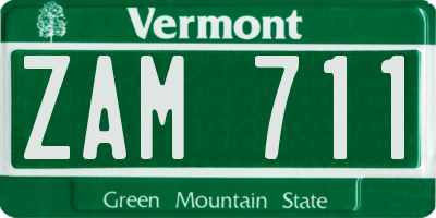 VT license plate ZAM711