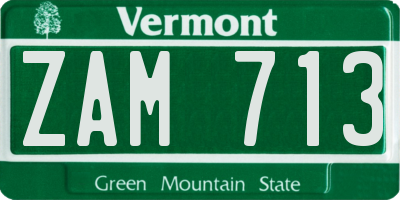 VT license plate ZAM713