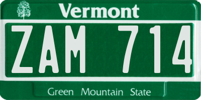 VT license plate ZAM714