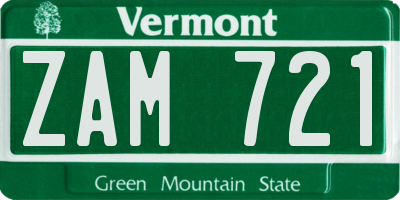 VT license plate ZAM721