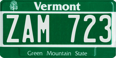 VT license plate ZAM723