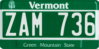 VT license plate ZAM736