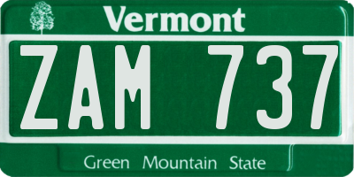 VT license plate ZAM737