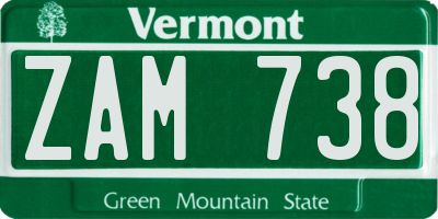 VT license plate ZAM738