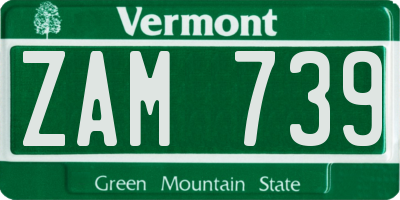 VT license plate ZAM739