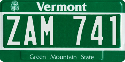 VT license plate ZAM741