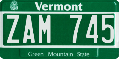VT license plate ZAM745