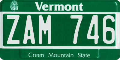 VT license plate ZAM746