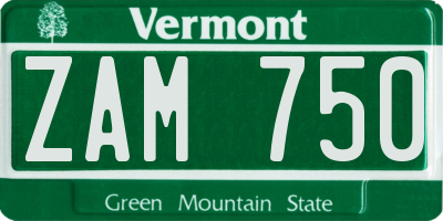 VT license plate ZAM750