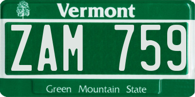 VT license plate ZAM759