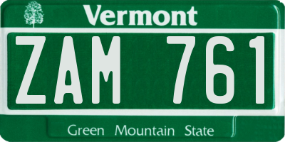 VT license plate ZAM761