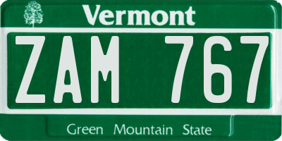 VT license plate ZAM767