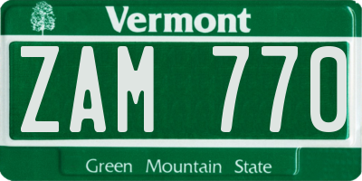 VT license plate ZAM770