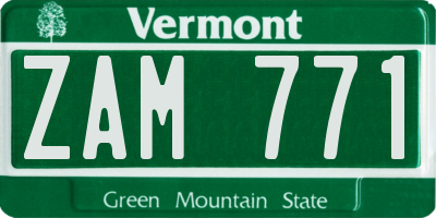 VT license plate ZAM771