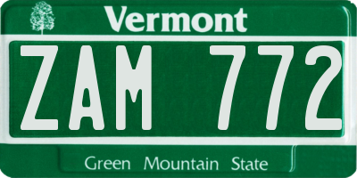 VT license plate ZAM772
