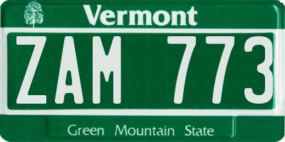 VT license plate ZAM773