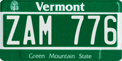 VT license plate ZAM776