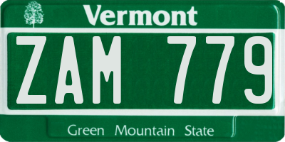 VT license plate ZAM779